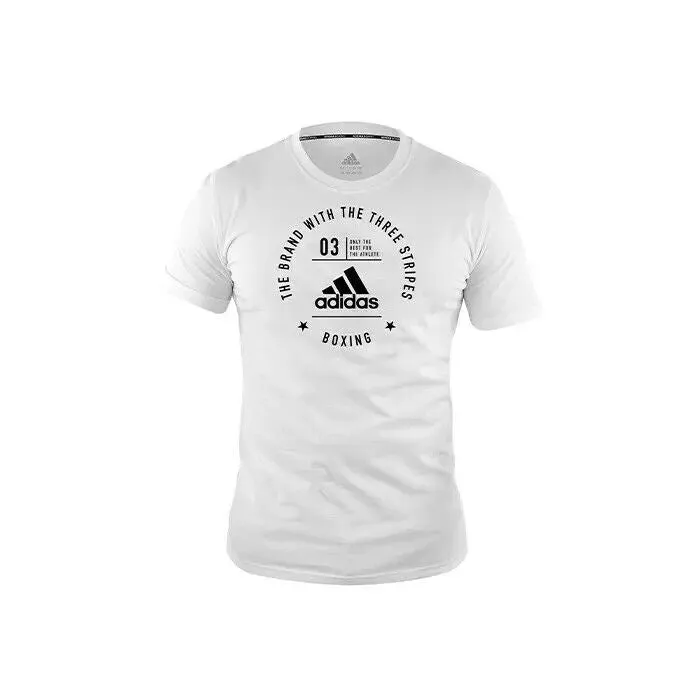 adidas Boxing Logo T-Shirt Black White 100% Cotton