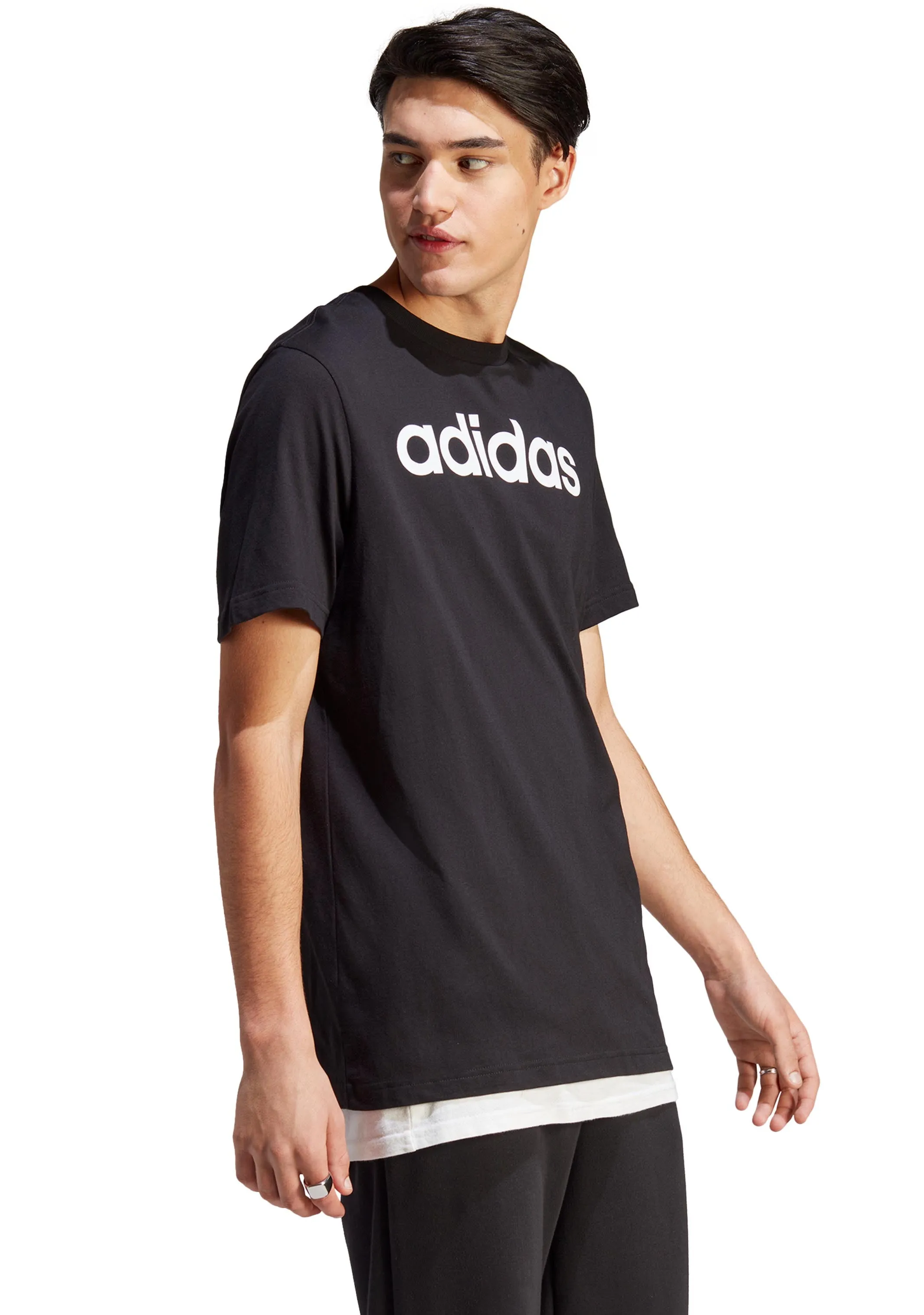 Adidas Mens Essentials Single Jersey Linear Embroidered Logo Tee <br> IC9274