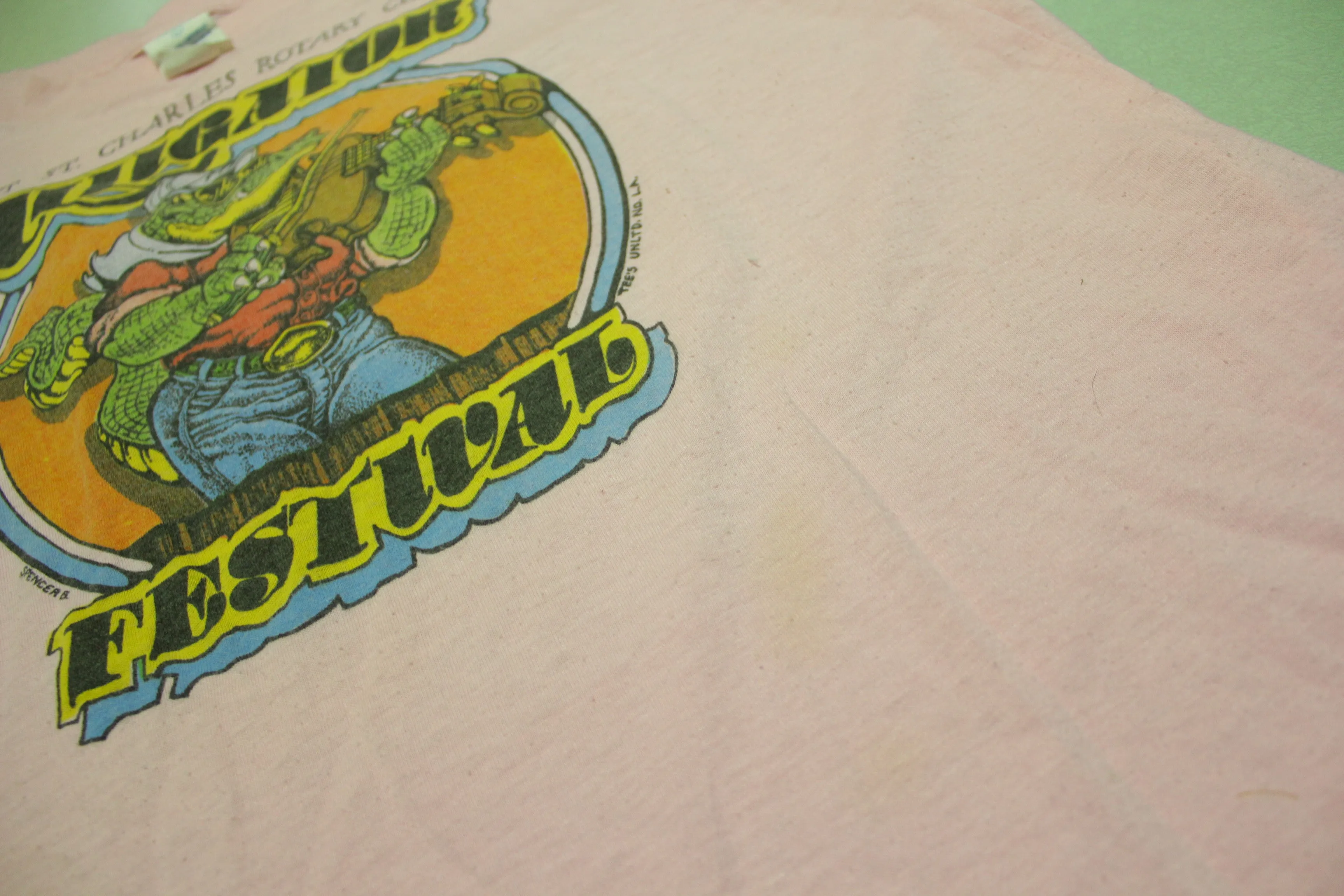 Alligator Festival West St. Charles Rotary Club Cookout Vintage 80's Pink Muscle Shirt