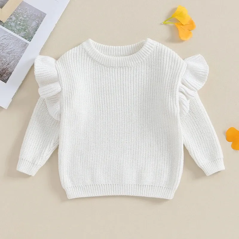 Baby/Toddler Girls (to 3T) Ruffle Sleeve Autumn Sweater 4 Colors