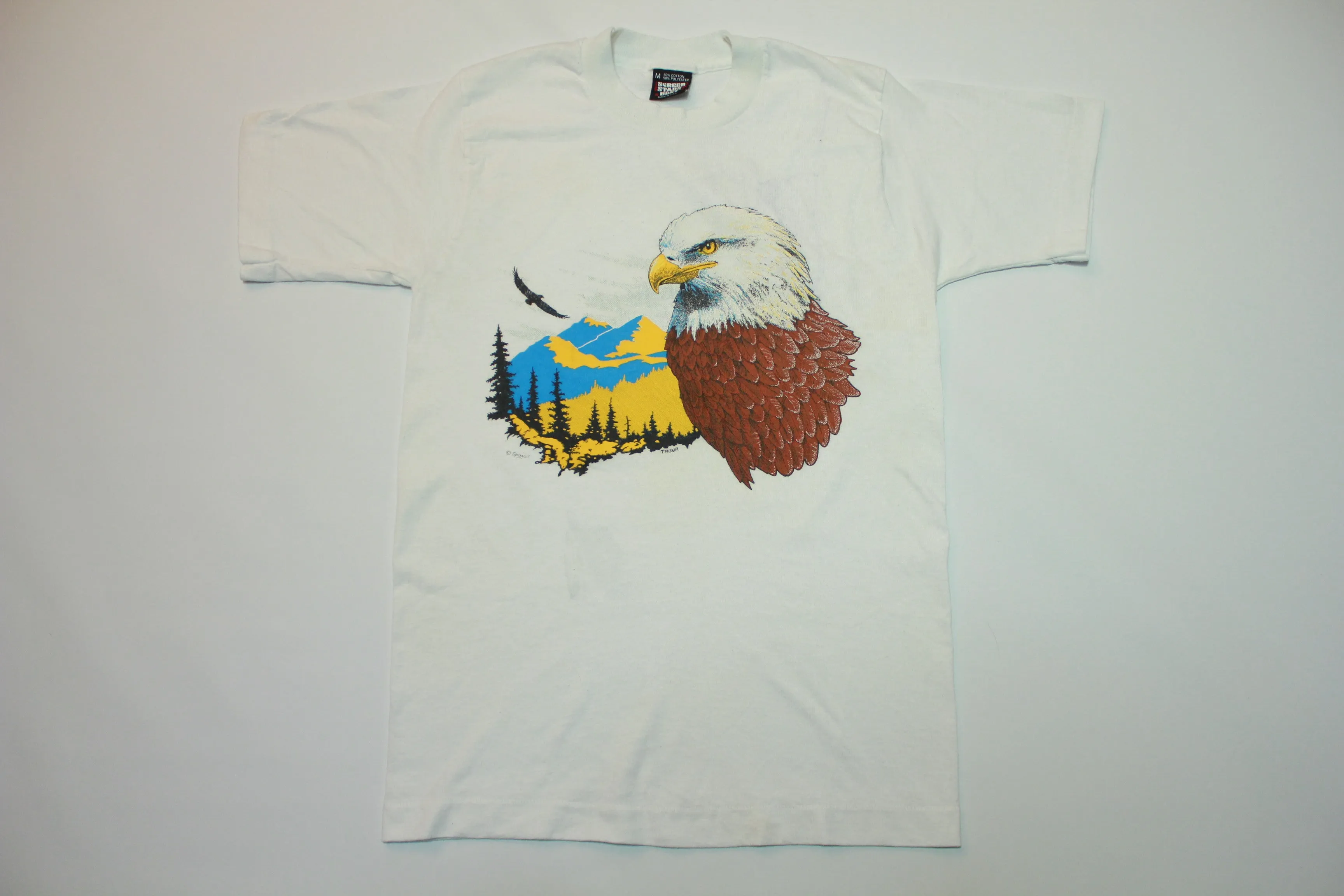 Bald Eagle Jeff Tabor Artist Vintage 90's Wilderness Single Stitch Screen Stars T-Shirt