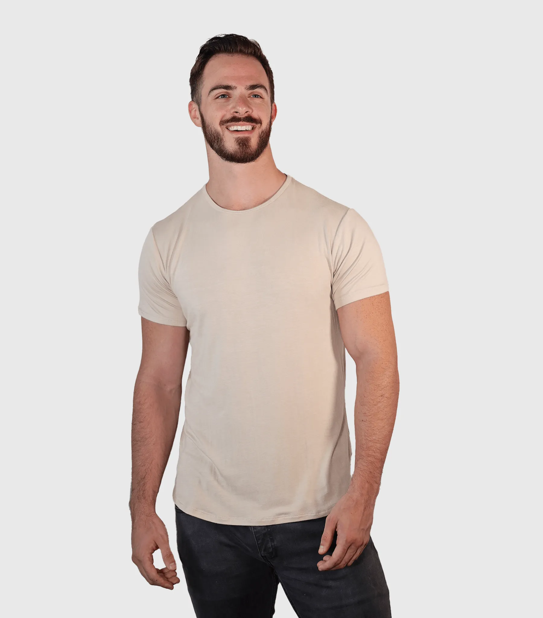 Bamboo Swift Curve-Hem T-Shirt - Sandstone