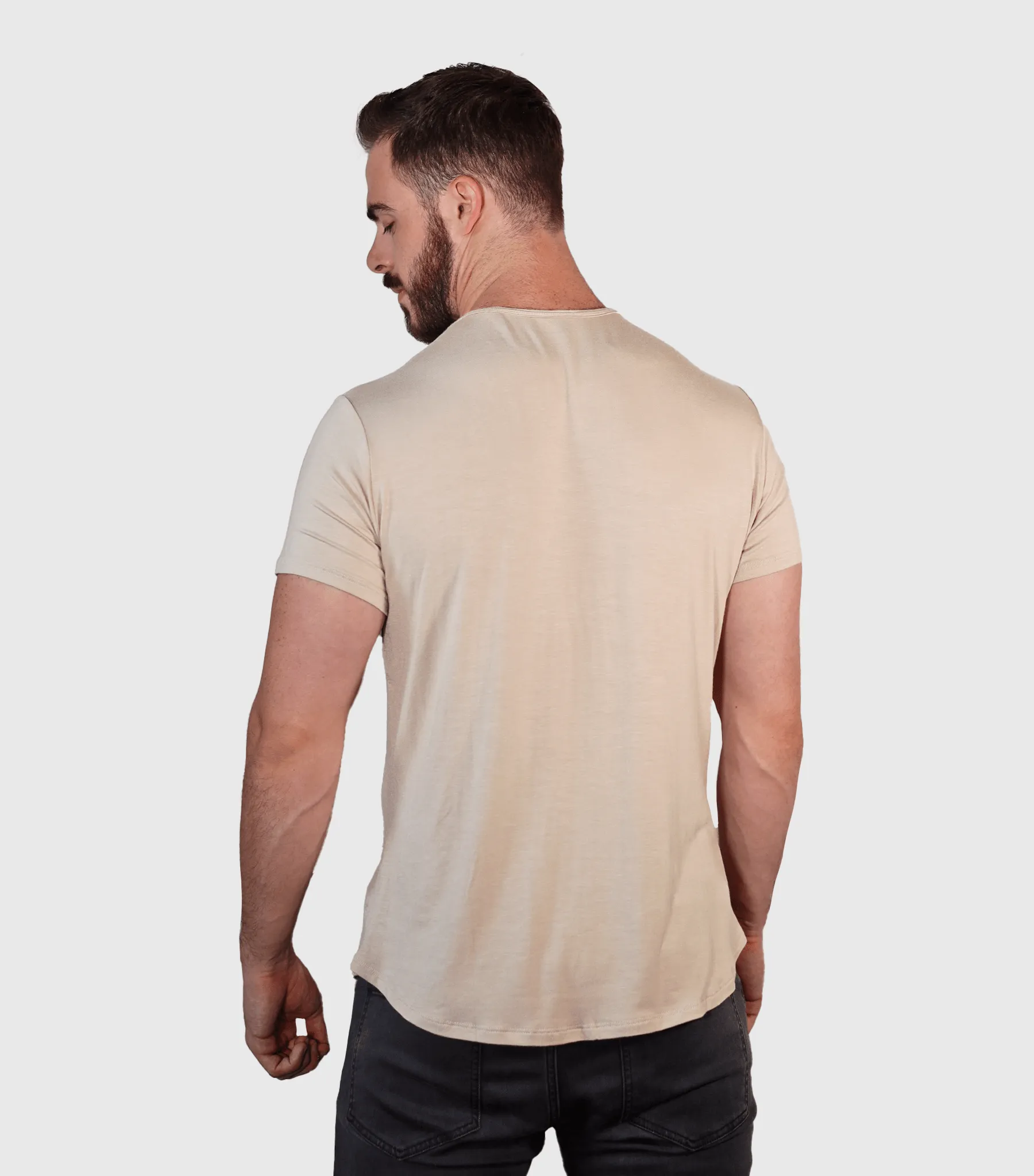 Bamboo Swift Curve-Hem T-Shirt - Sandstone