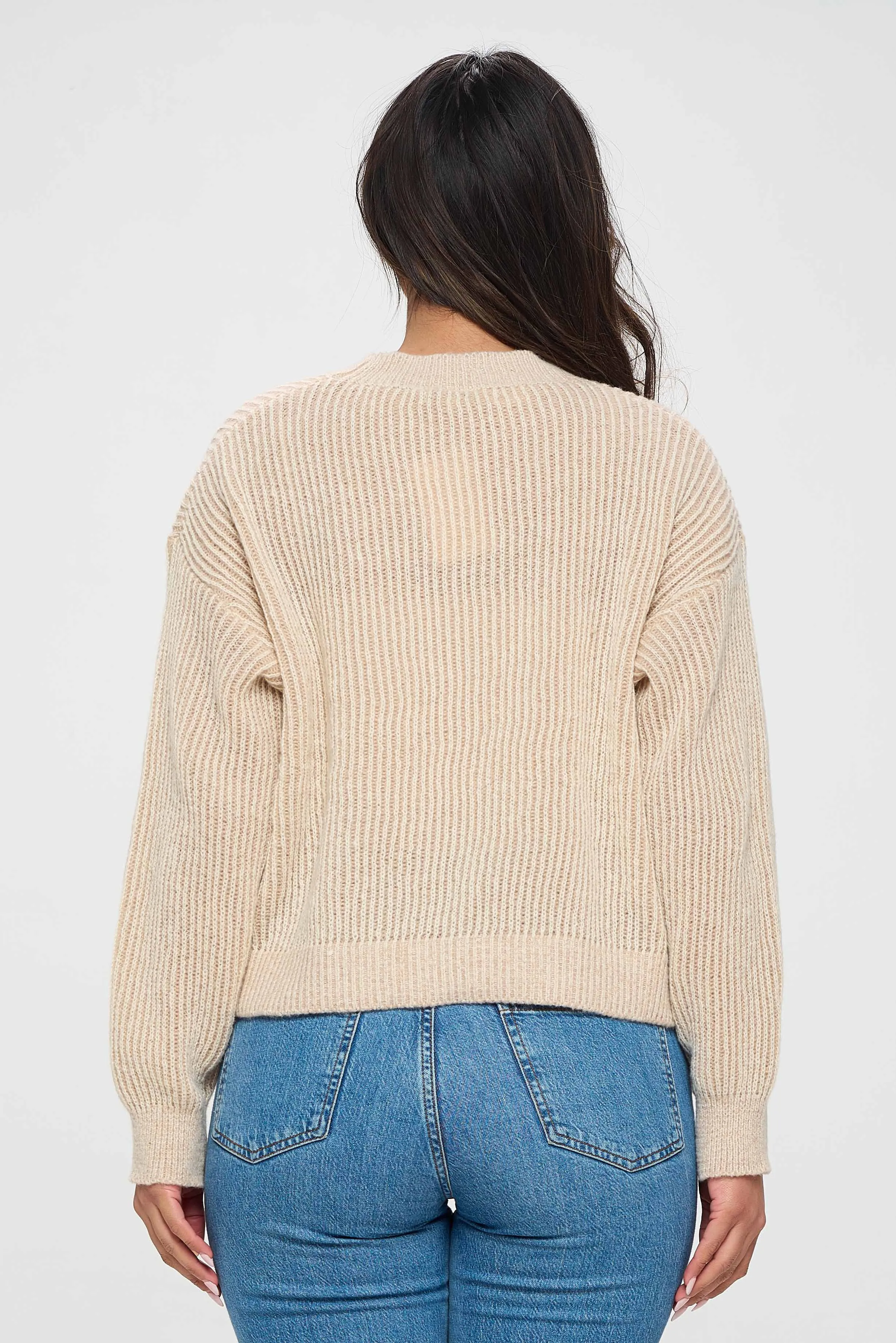 Basic Beige Round Neck Pullover