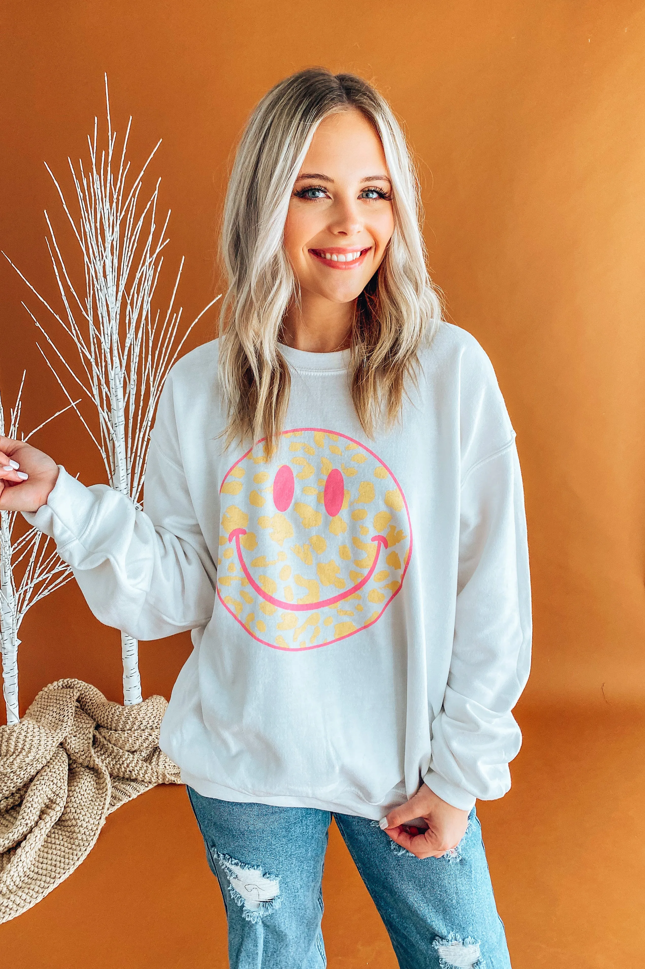 Be Happy Ivory Smiley Sweatshirt | FINAL SALE