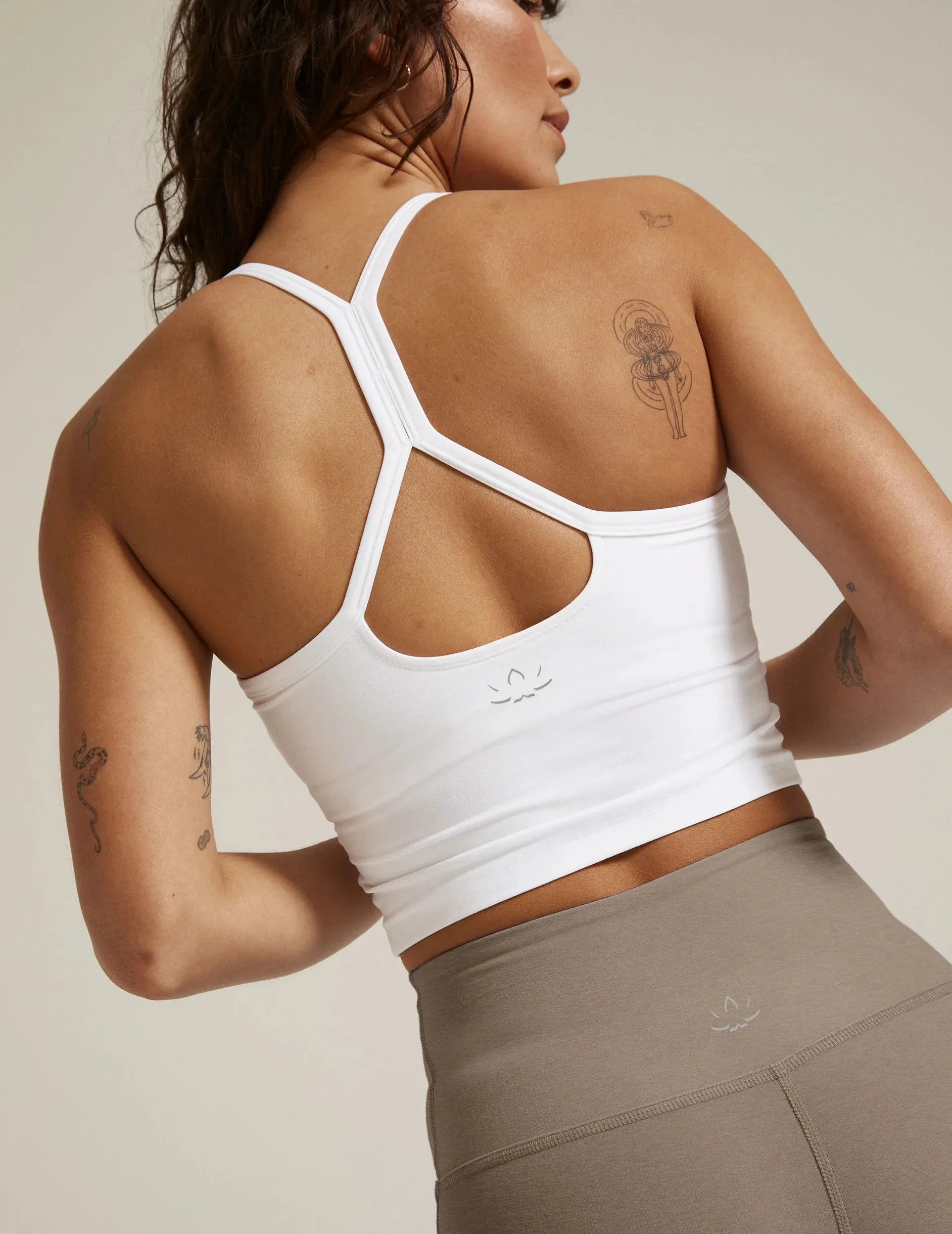 Beyond Yoga Slim Racerback Cropped Tank - White