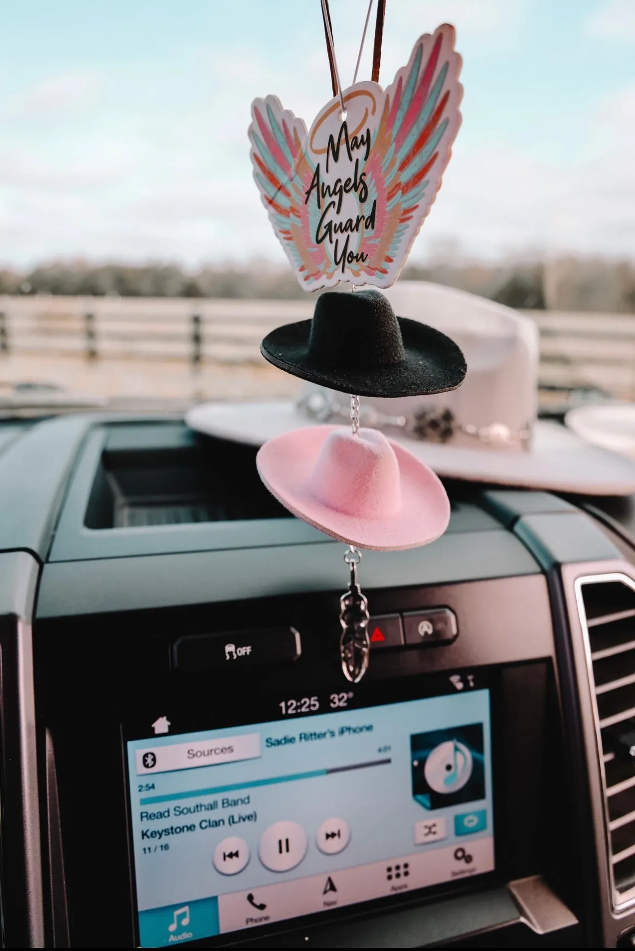 Black & Pink Cowboy Hat Rearview Mirror Charm