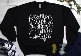 Bonefires Pumpkins Hayrides Flannels Smores Fall Sweatshirt