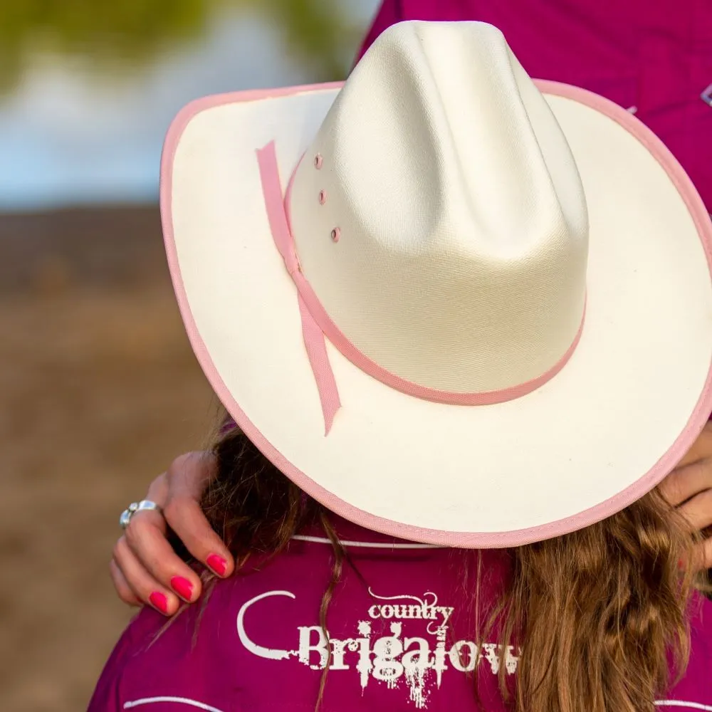 Brigalow Kids Cheyenne White with Pink Trim Hat - 147