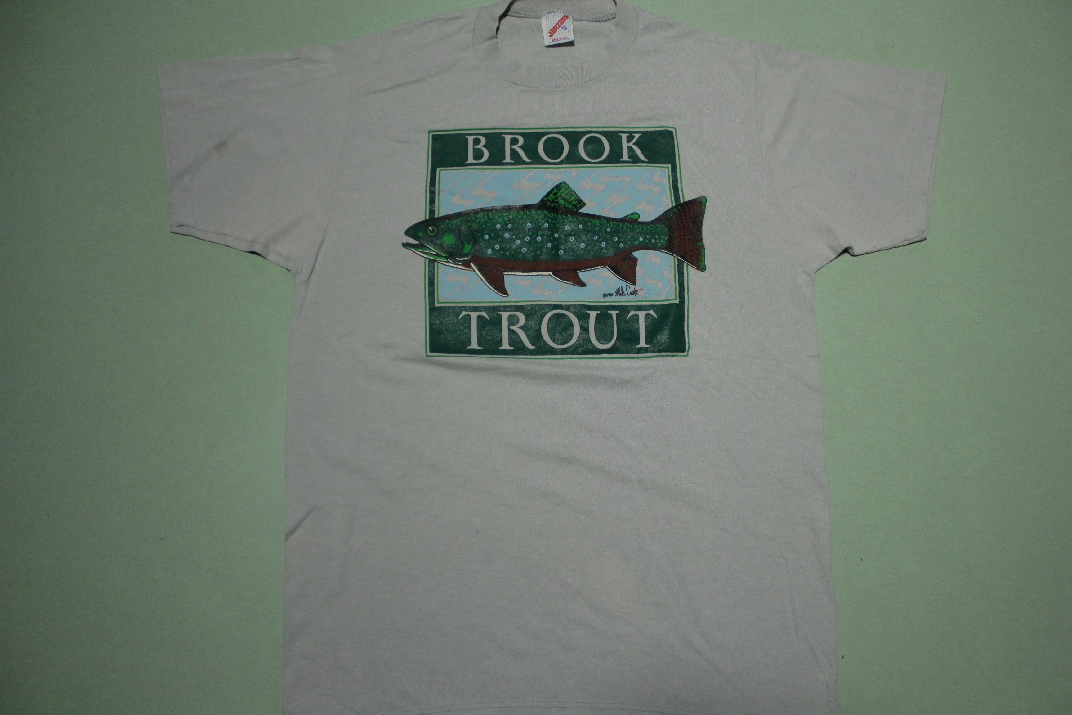 Brook Trout Vintage 1989 Jerzees 80's Single Stitch Thin Soft Graphic T-Shirt