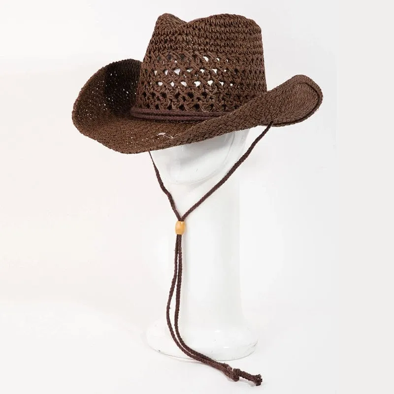 Brown Braided Straw Cowgirl Hat