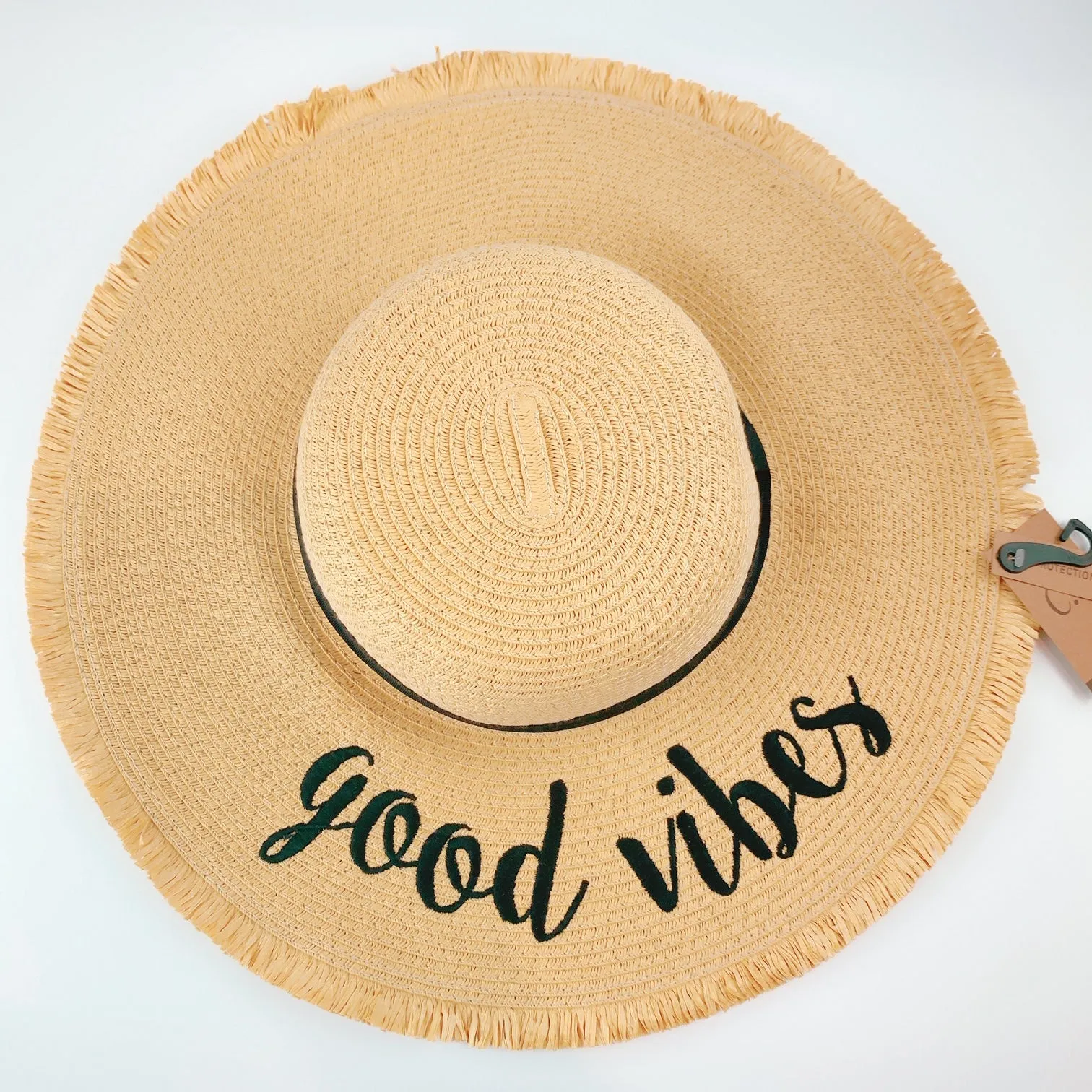 C.C Embroidered Sun Hat - Good Vibe Straw Hat