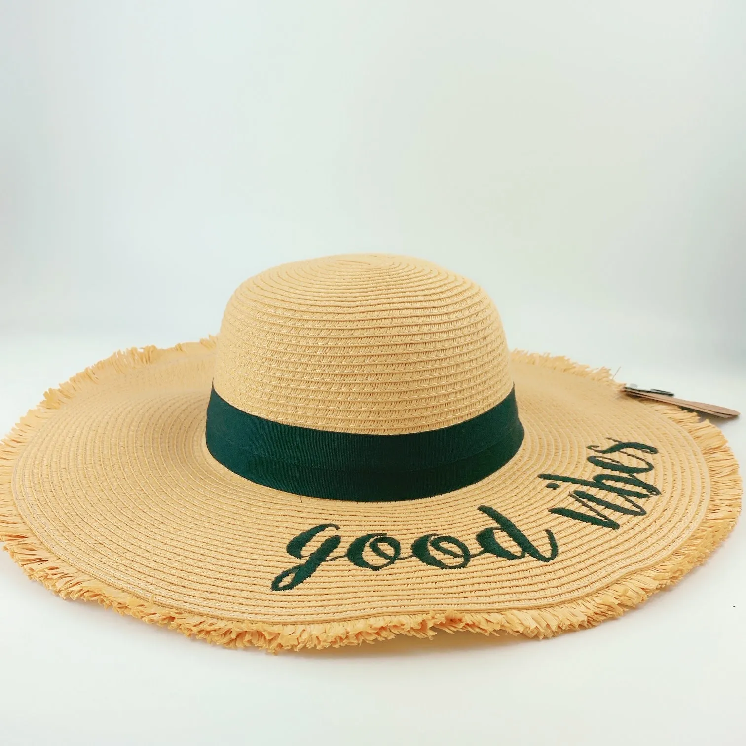 C.C Embroidered Sun Hat - Good Vibe Straw Hat