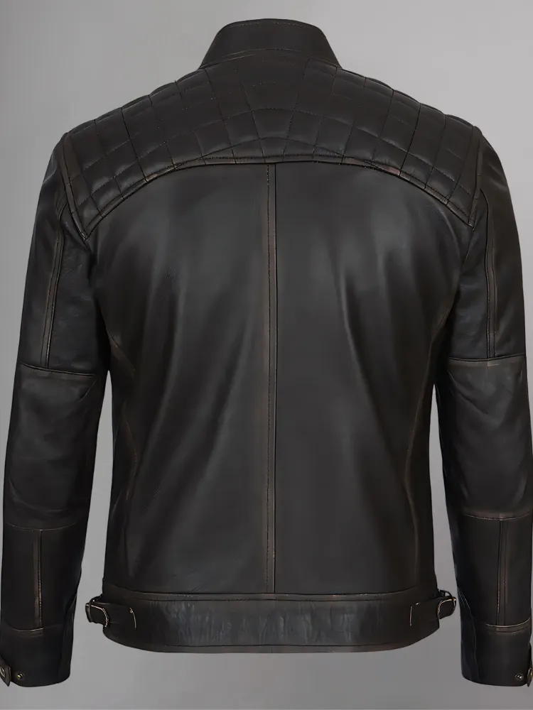 Distressed Brown Motorcycle Leather Jacket