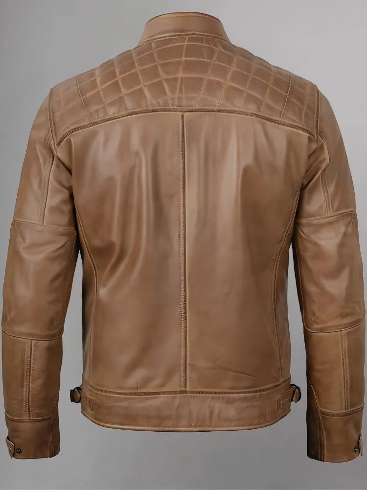 Distressed Brown Motorcycle Leather Jacket