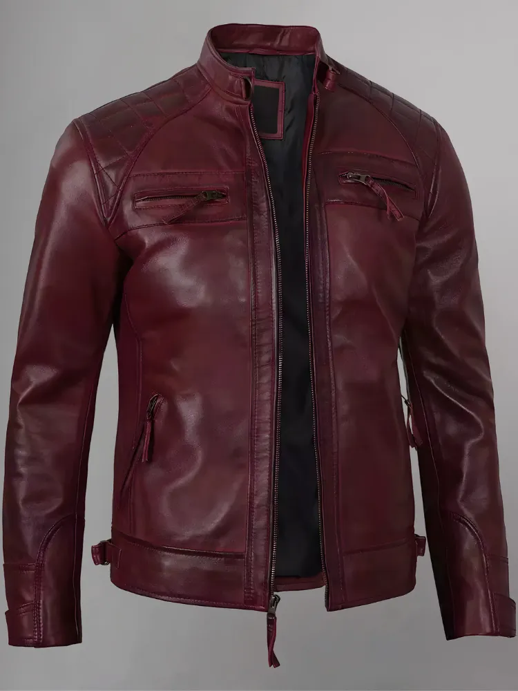 Distressed Brown Motorcycle Leather Jacket