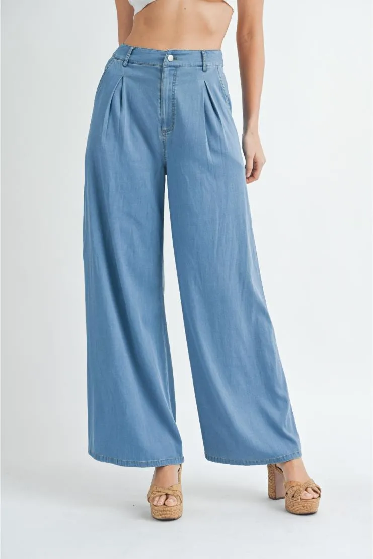 Donna Wide Leg Denim Trousers