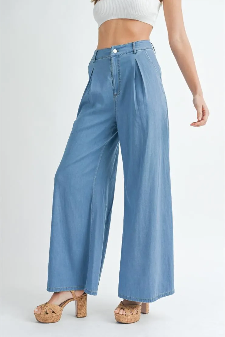 Donna Wide Leg Denim Trousers