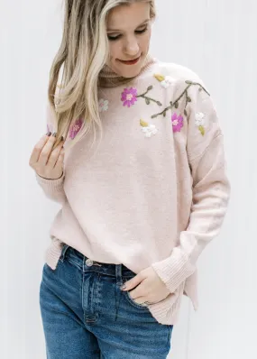 Flowers on Blush Sweater