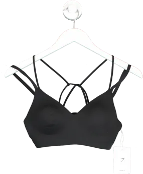 gymshark Black Strappy Back Light Support Sports Bra UK S