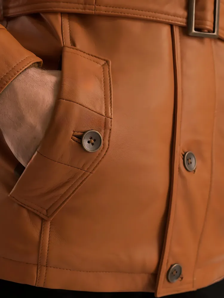 Hunter Tan Brown Leather Coat