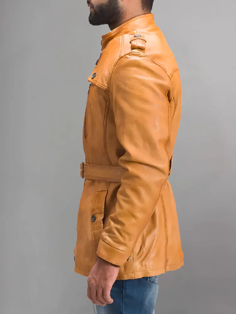 Hunter Tan Brown Leather Coat