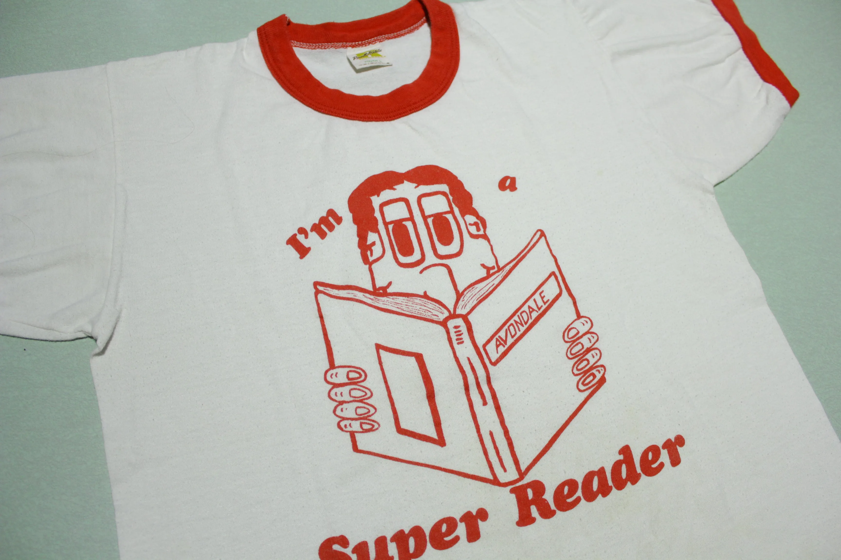 I'm A Super Reader Avondale Vintage Ringer Russell 80's T-Shirt