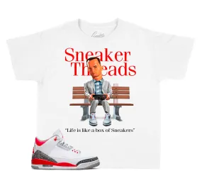 Kids Fire Red 3 Shirt - Box Of Sneakers - White