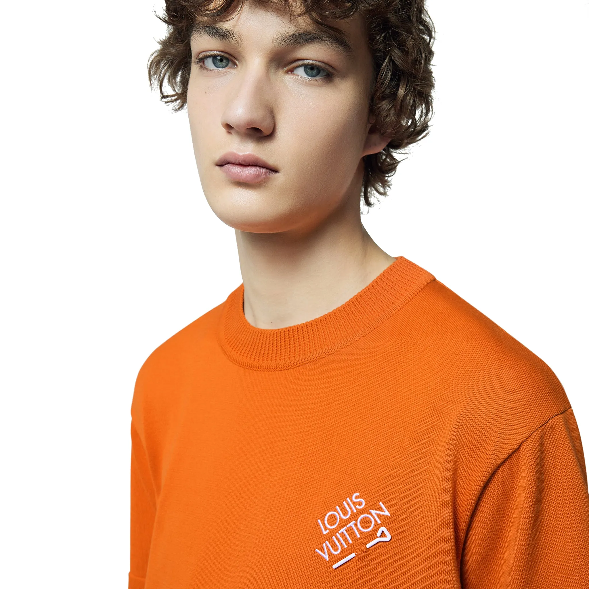 Louis Vuitton Embroidered Signature Crewneck T Shirt Orange