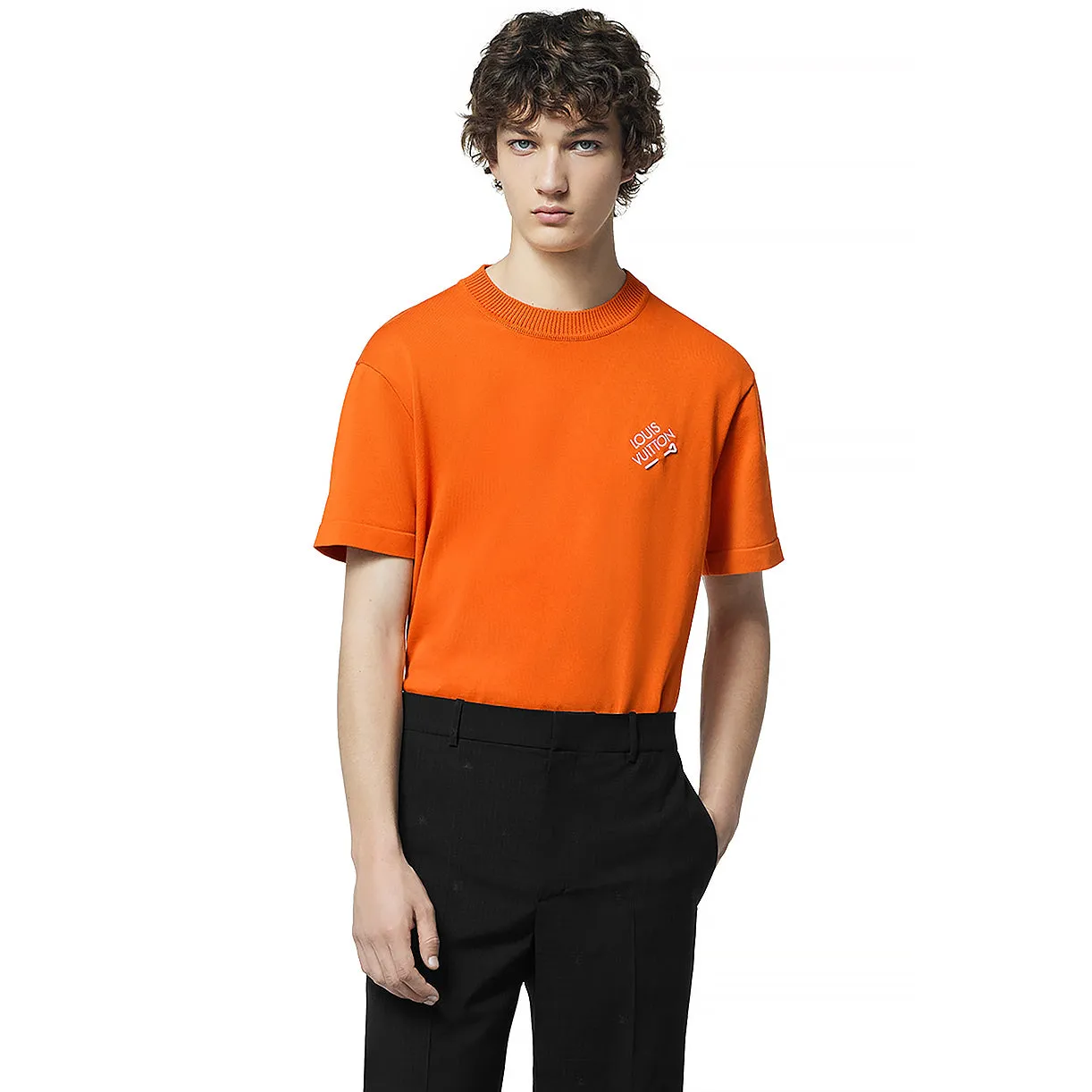 Louis Vuitton Embroidered Signature Crewneck T Shirt Orange