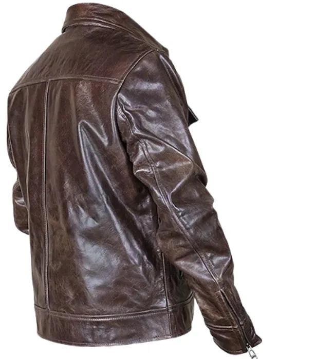 Mens Vintage Motorcycle Cafe Racer  Leather Jacket