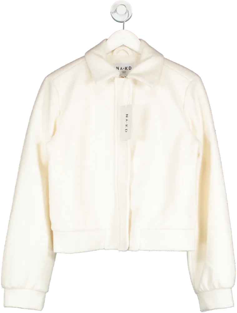 NA-KD Cream Style Wool Blend Bomber UK 6