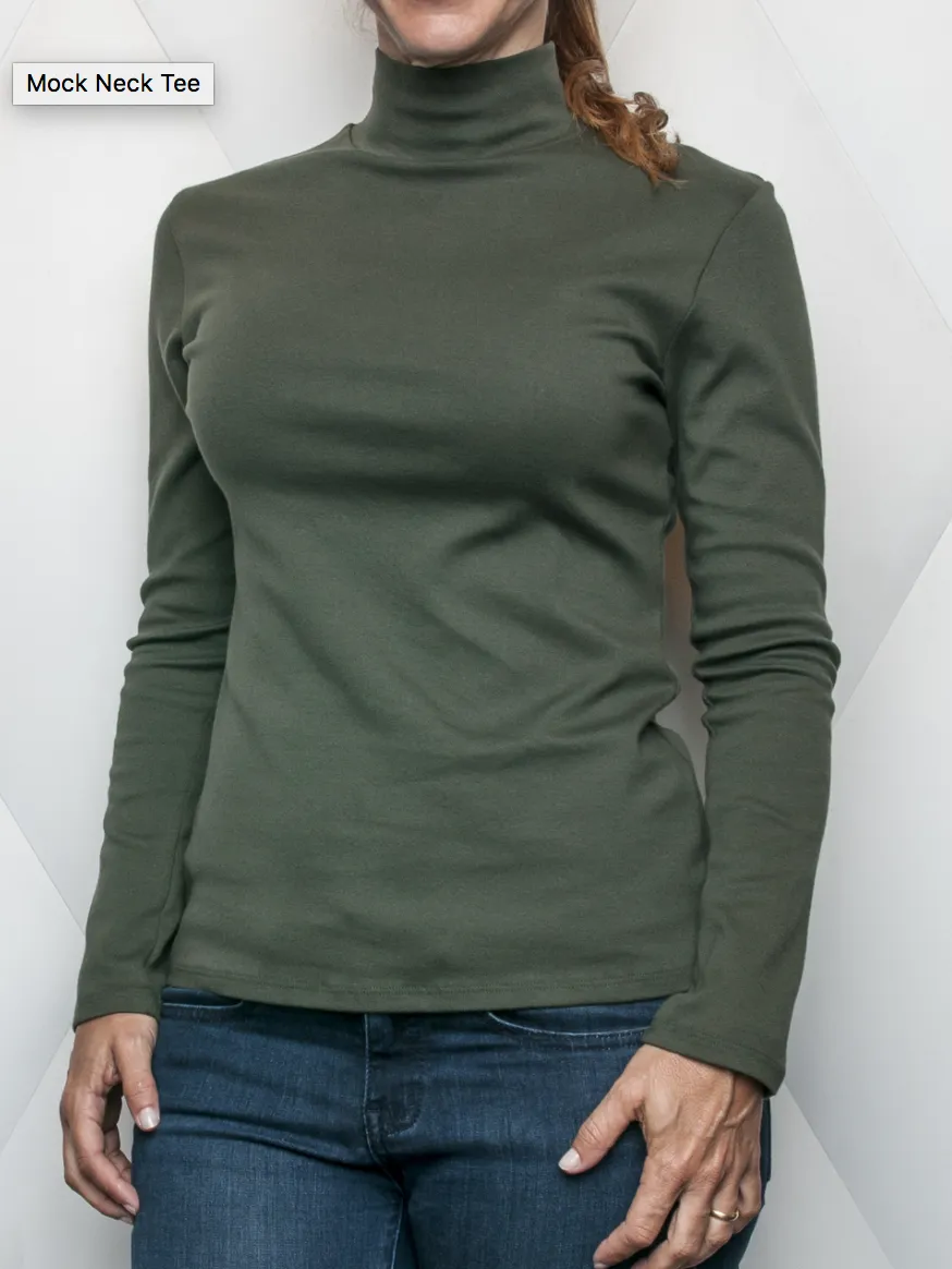 Necessitees t-shirt, mock-neck long-sleeve