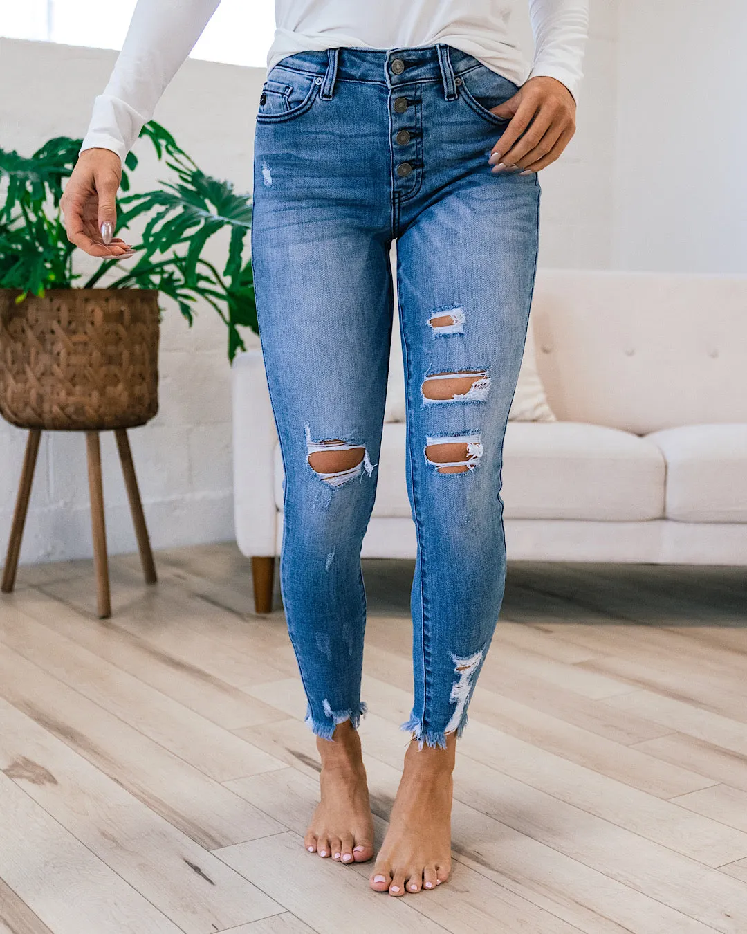 NEW! KanCan Maren Button Up Distressed Jeans