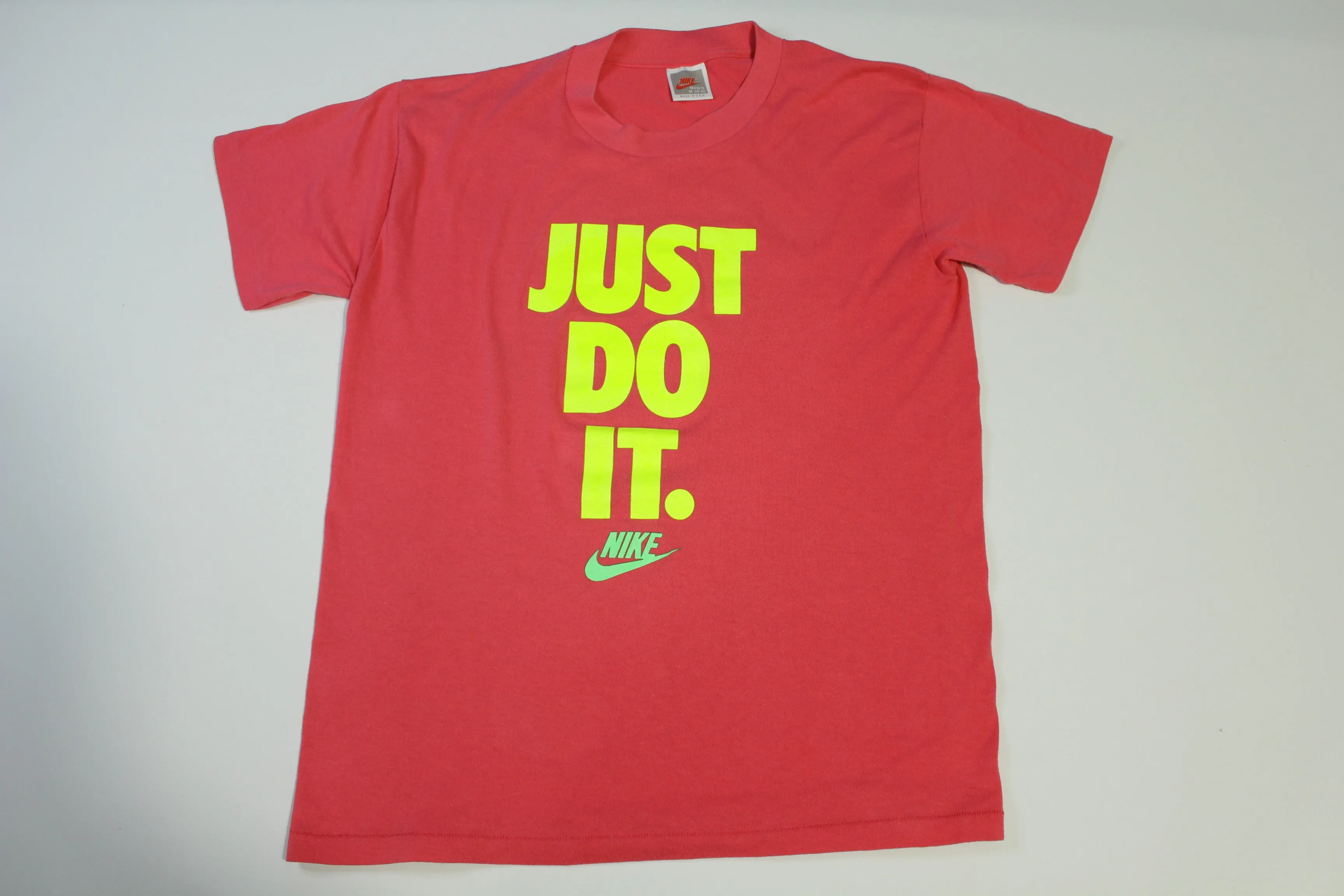 Nike Just Do It Vintage 80's 90's Gray Tag Hot Pink Single Stitch T-Shirt