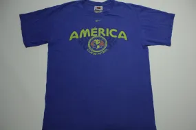 Nike Vintage Y2K America Club De Futbol Soccer Swoosh Check T-Shirt