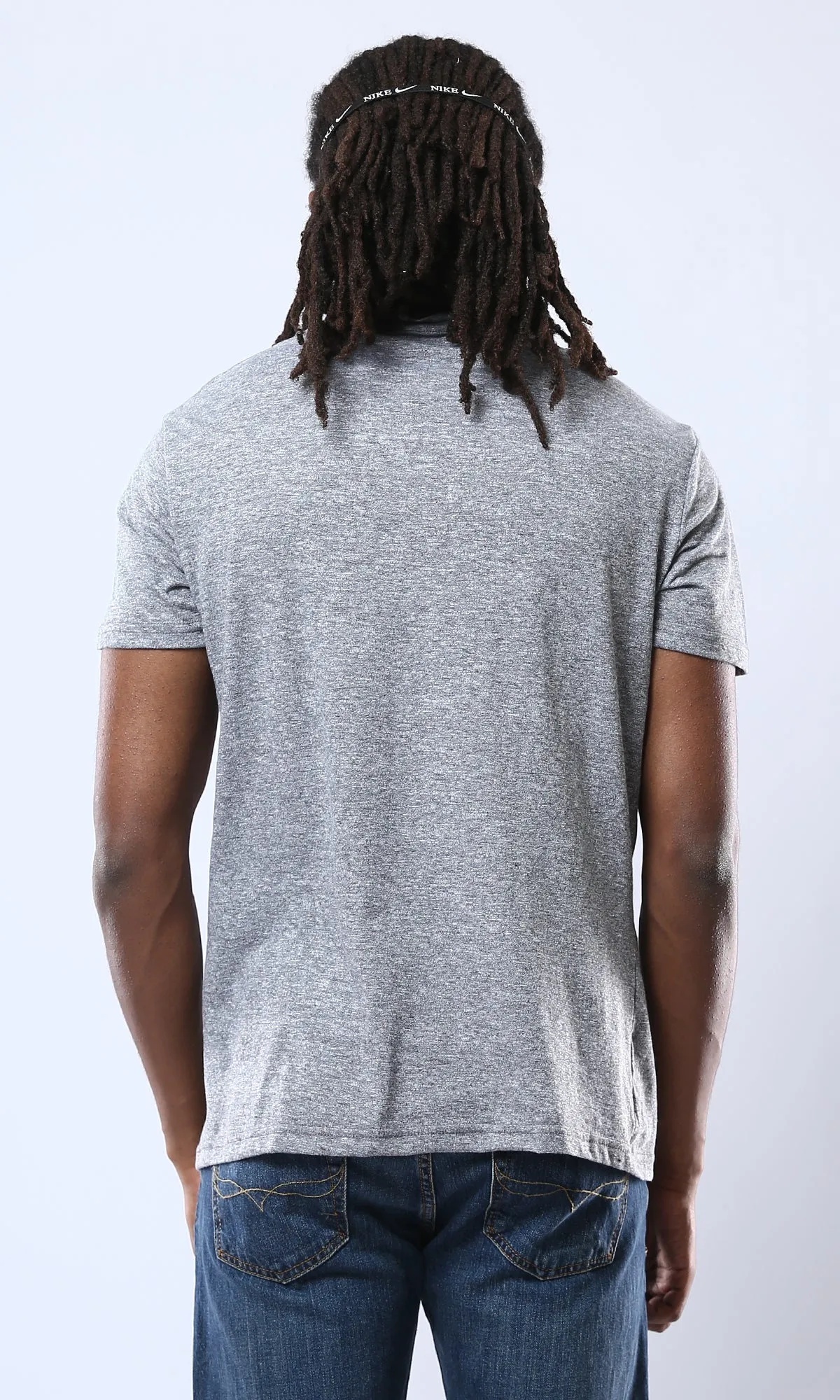 O178874 Crew Neck Heather Dark Grey Cotton Tee