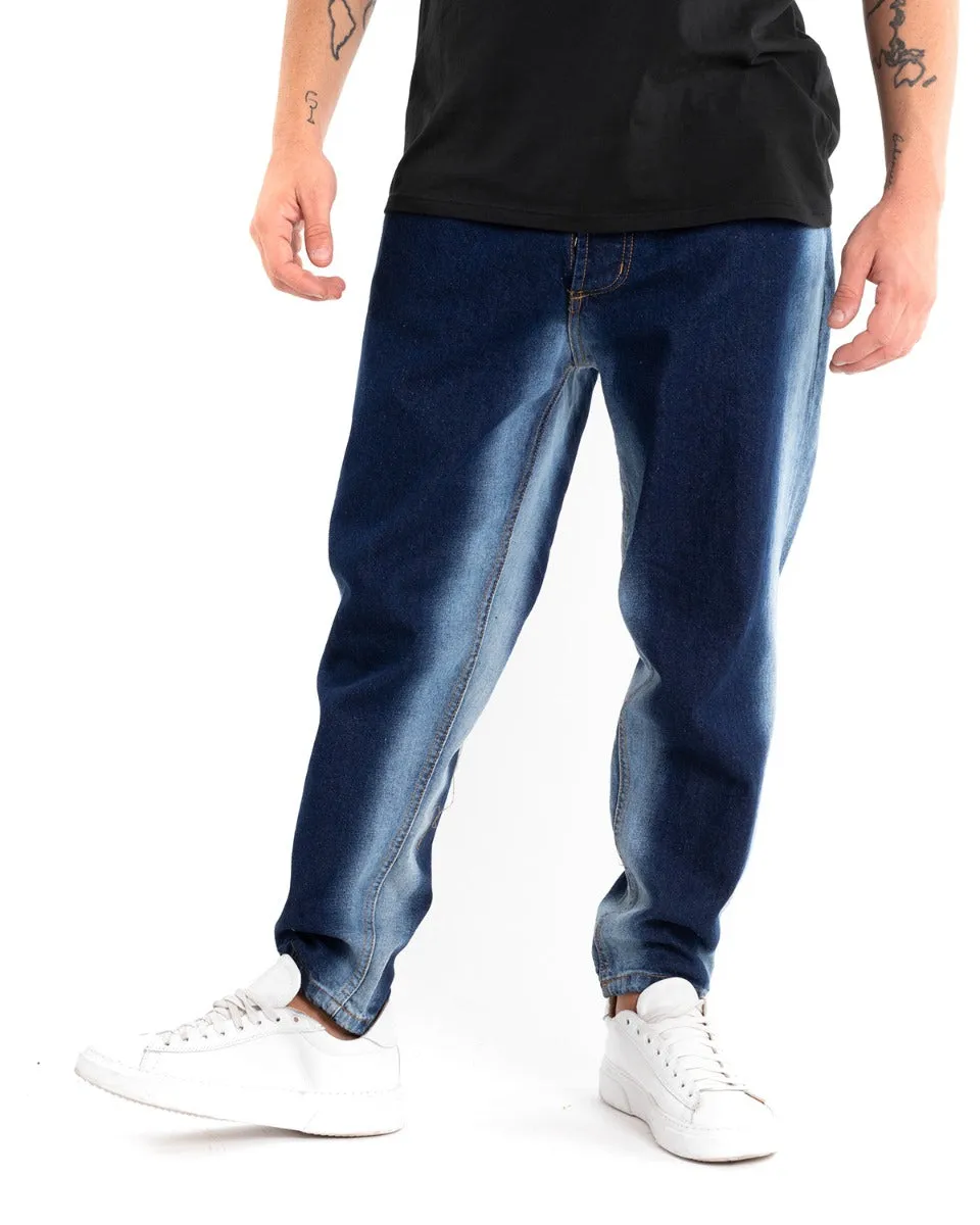 Pantaloni Jeans Uomo Loose Fit Sfumato Denim Scuro Cinque Tasche GIOSAL-P5483A