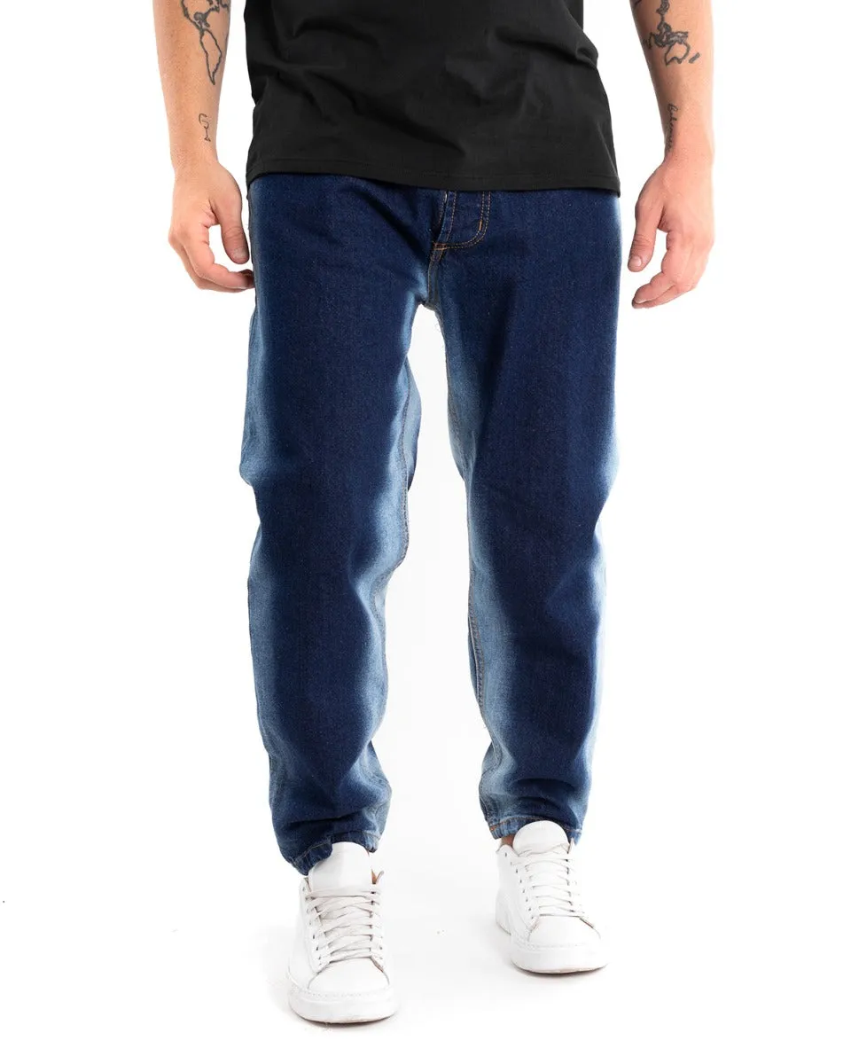 Pantaloni Jeans Uomo Loose Fit Sfumato Denim Scuro Cinque Tasche GIOSAL-P5483A