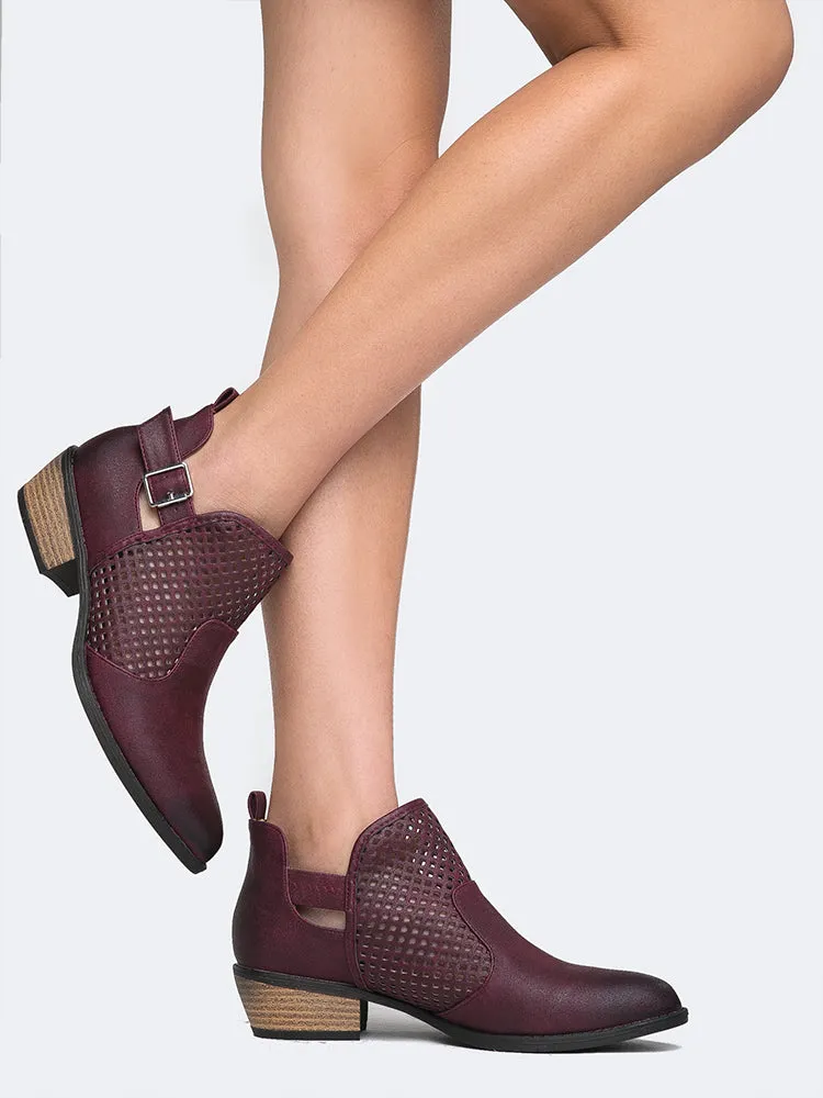 Perforated Western Low Bootie