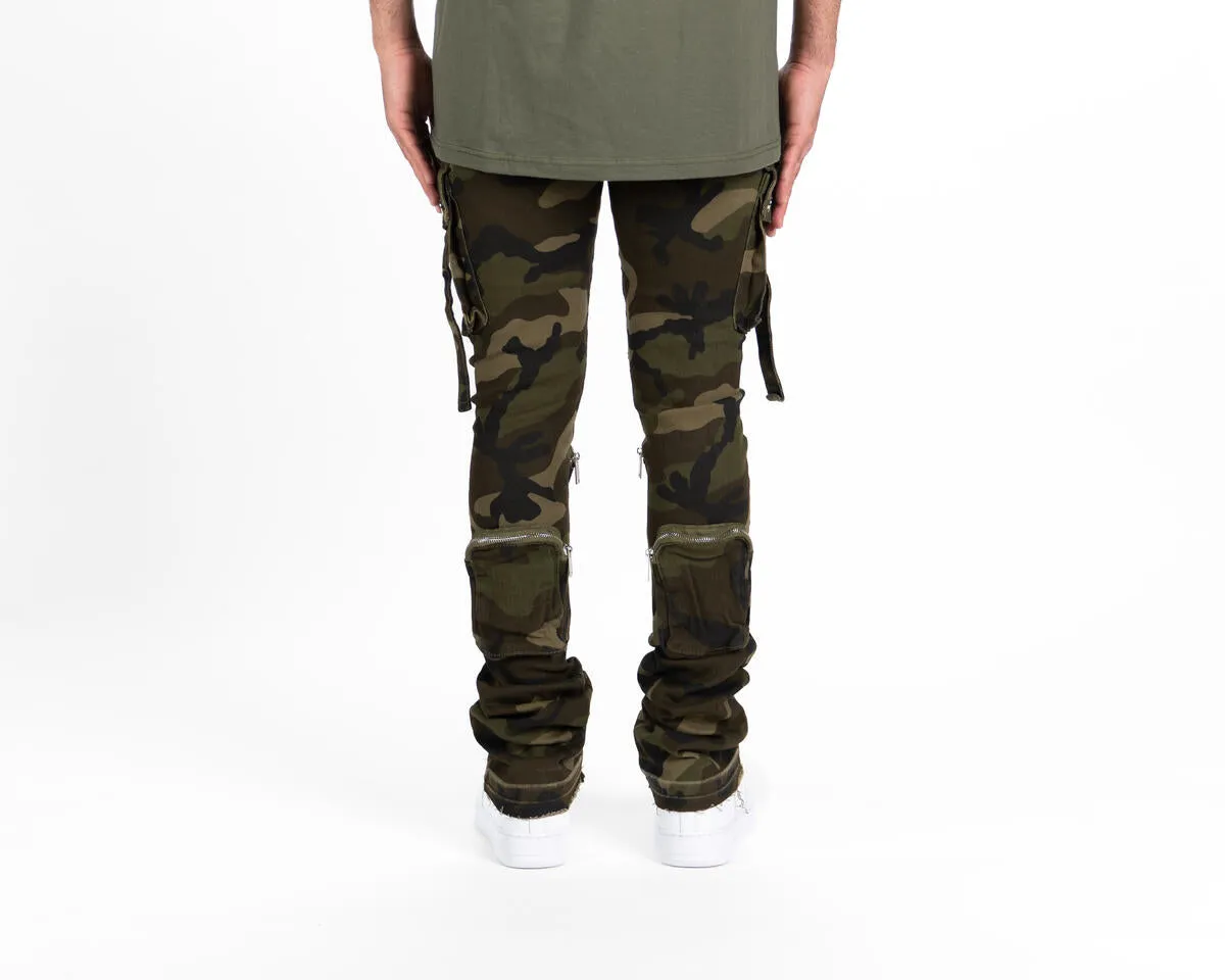 PHEELINGS NEVER LOOK BACK FLARE STACK DENIM (CAMO GREEN)