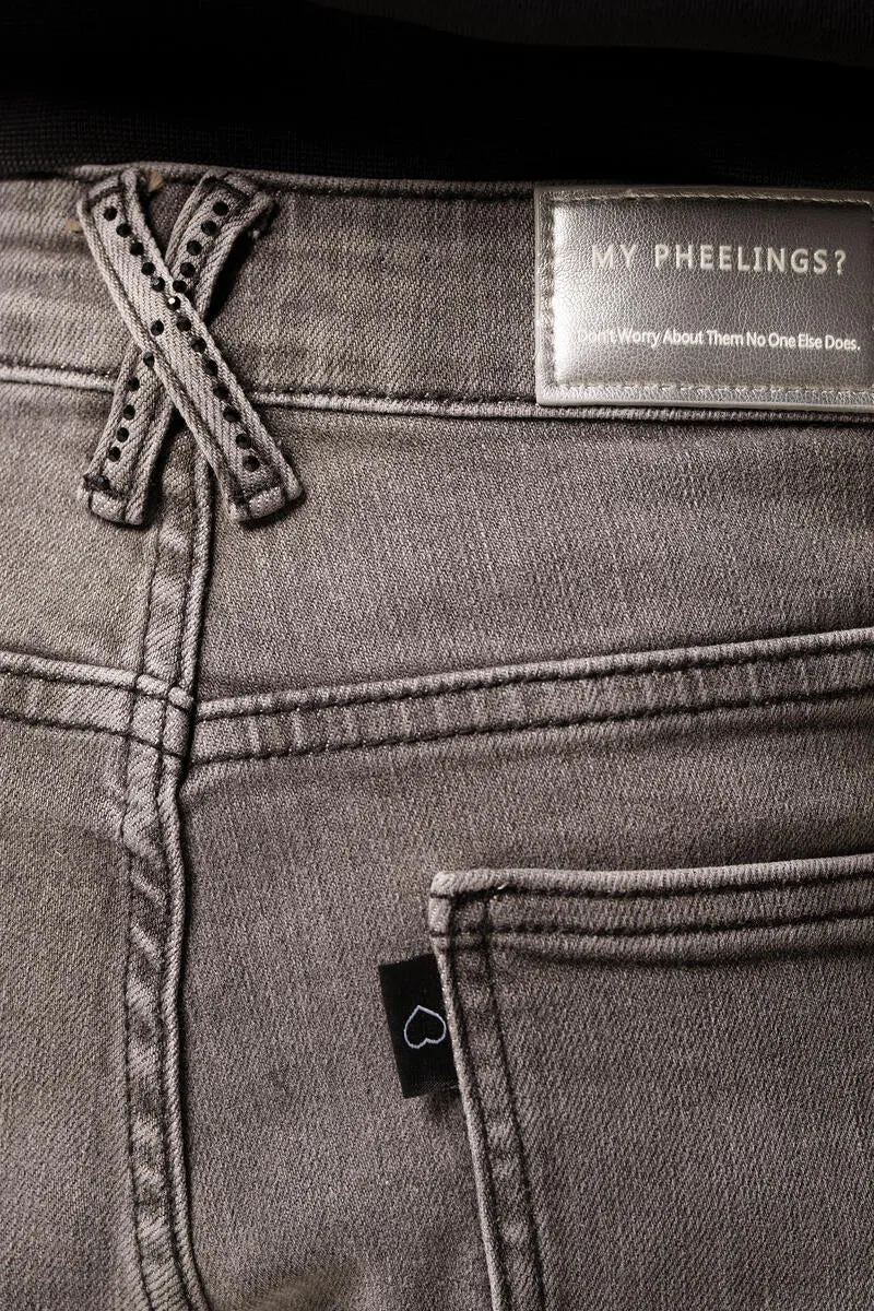 Pheelings RISING ABOVE FLARE STACK DENIM (CHARCOAL GREY)