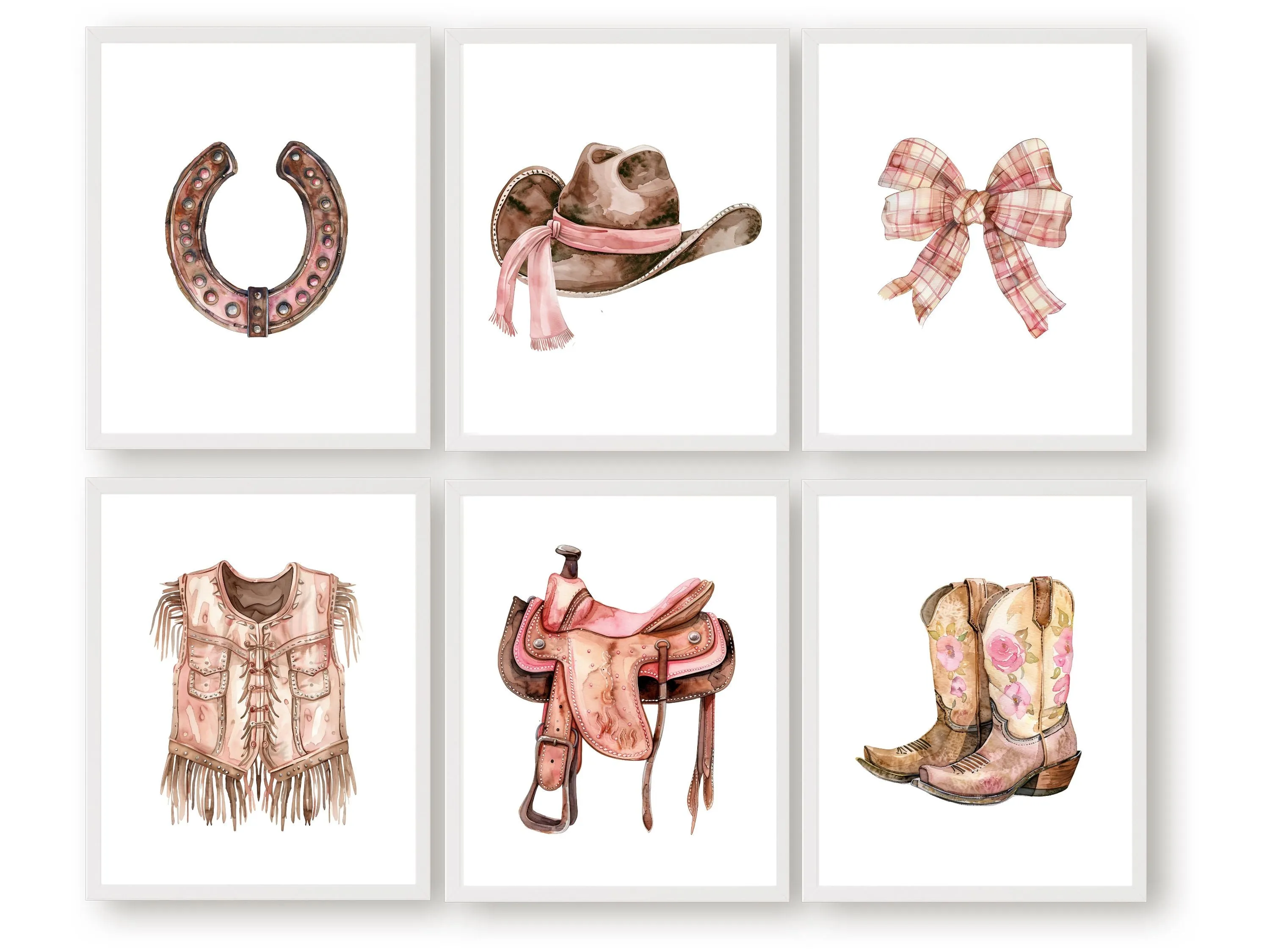 Pink Cowgirl Nursery Prints - Set of 6