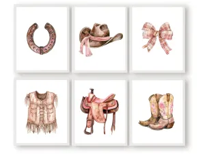 Pink Cowgirl Nursery Prints - Set of 6