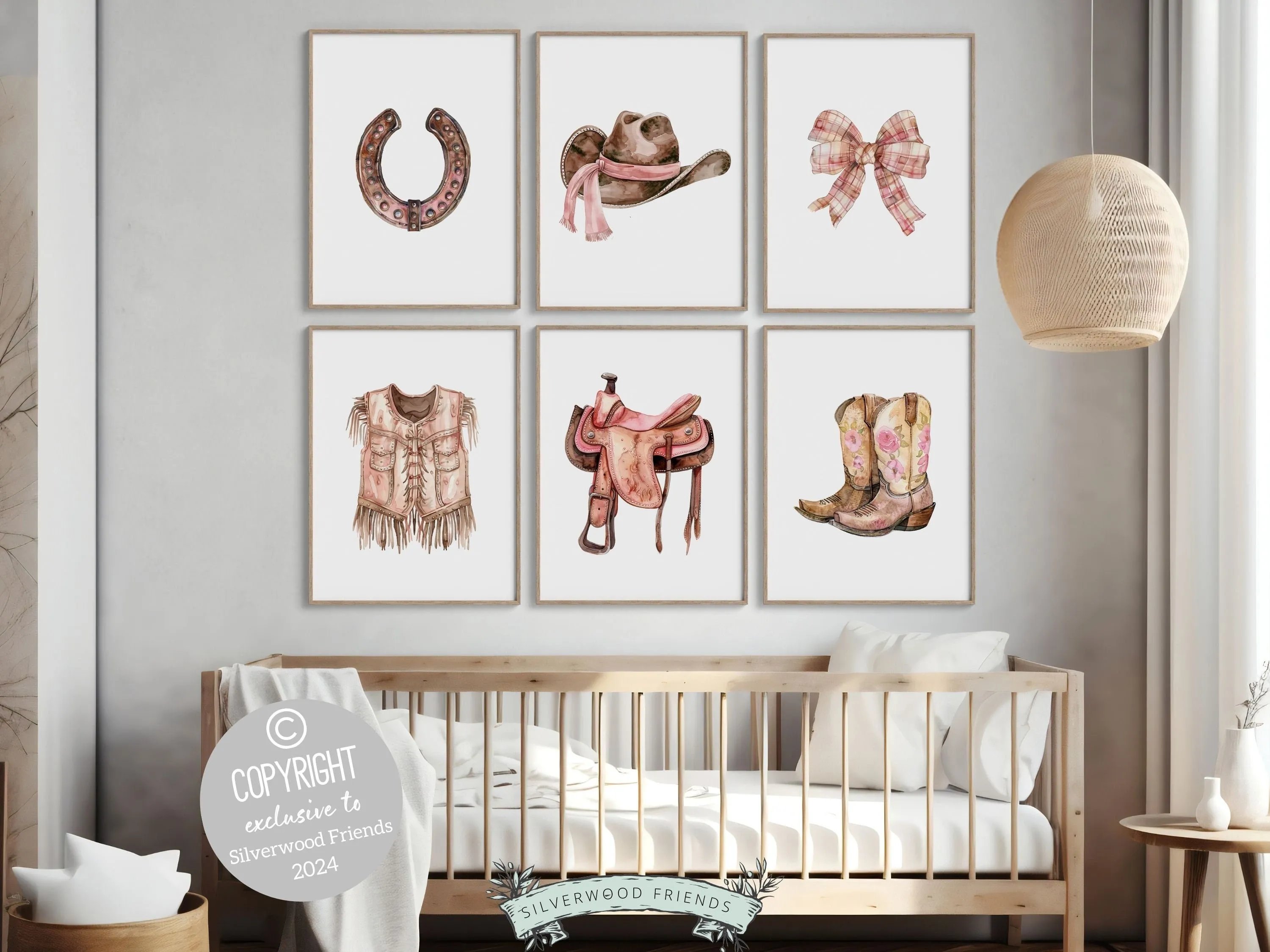 Pink Cowgirl Nursery Prints - Set of 6