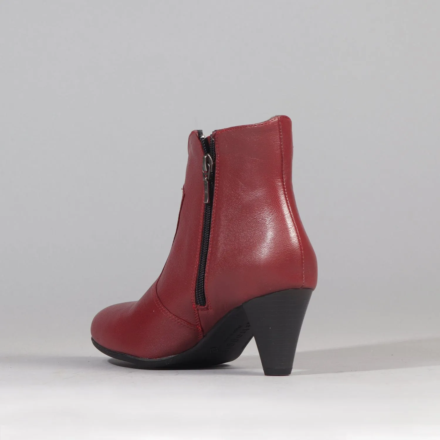 Pointed Ankle Boot in Red - 12528