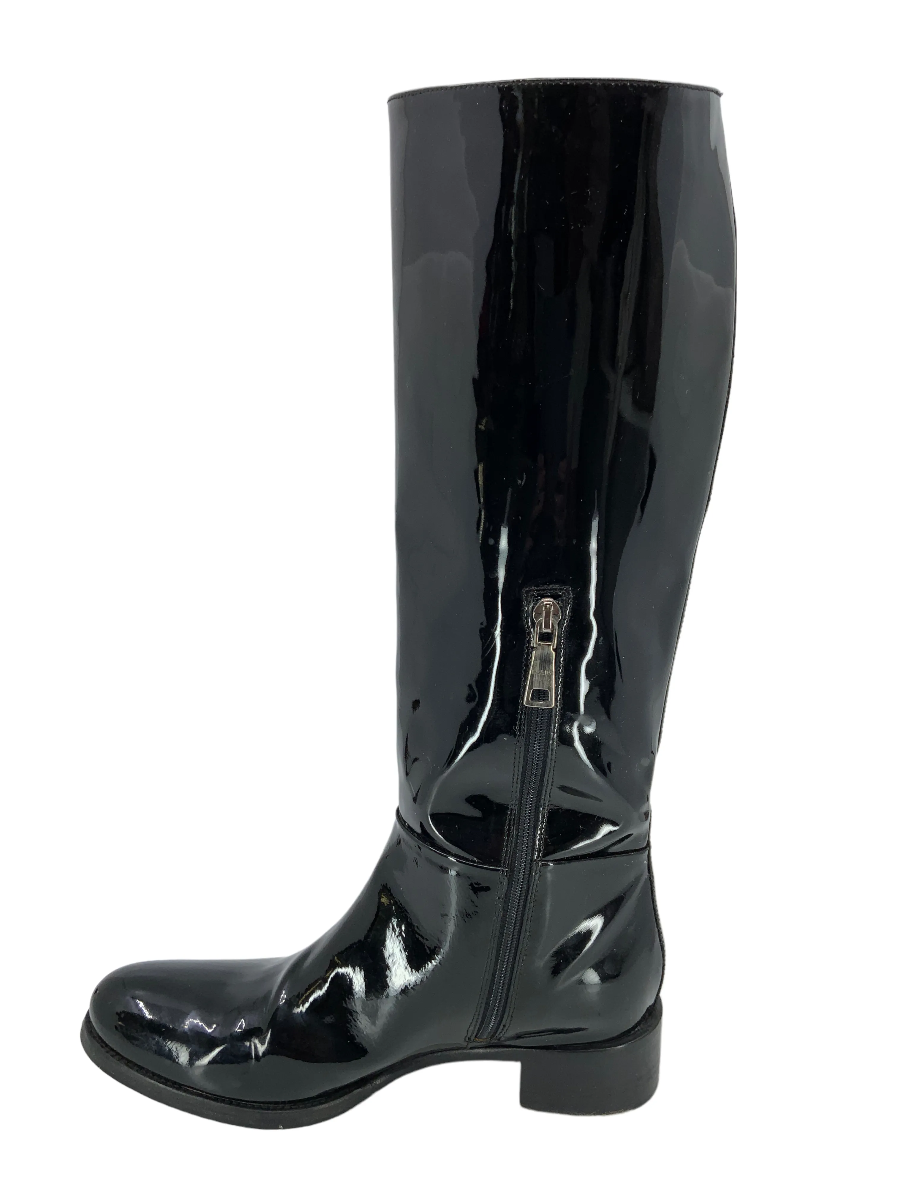 PRADA Patent Leather Mid Calf Boots Size 6.5