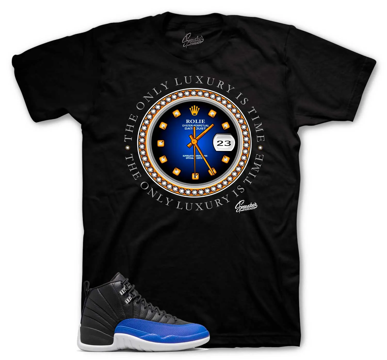 Retro 12 Hyper Royal Shirt - Rolie Time- Black