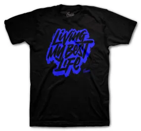 Retro 5 Racer Blue Shirt - Living Life - Black