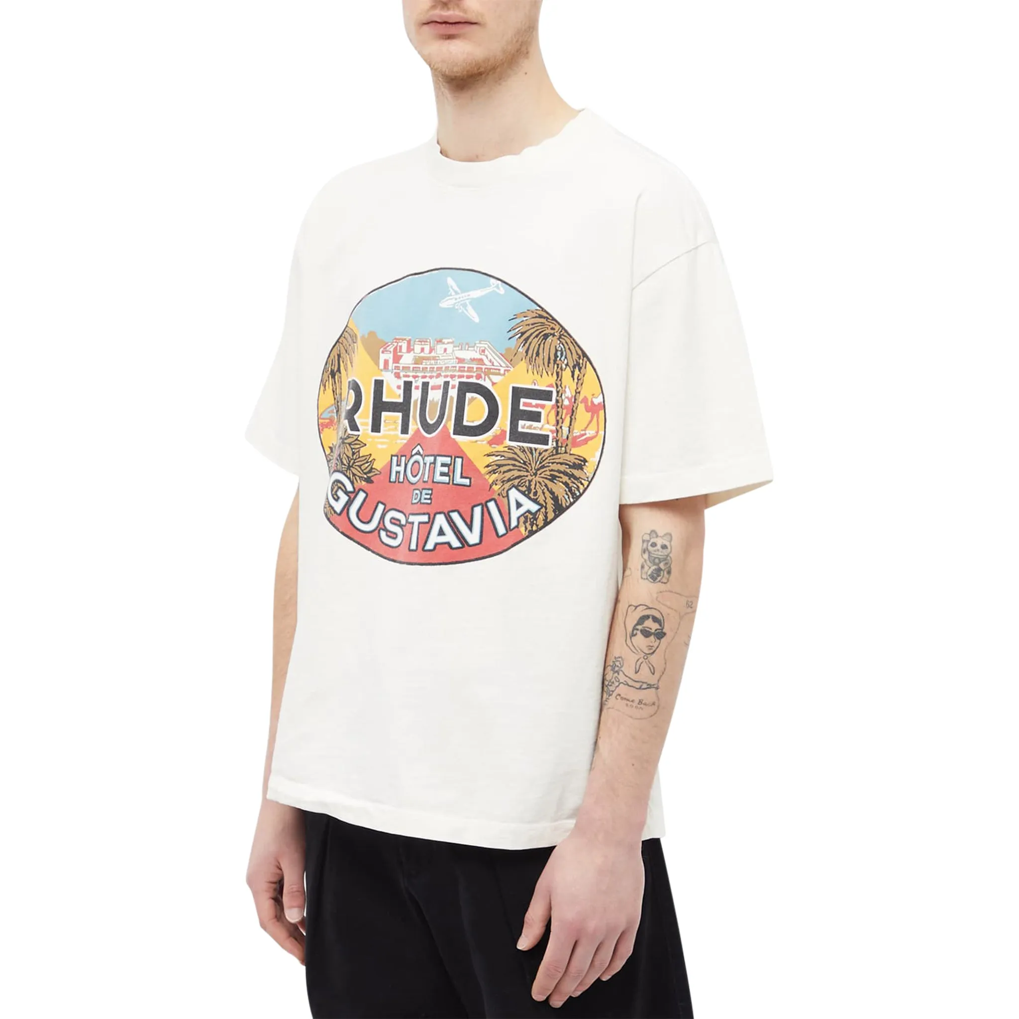 Rhude Hotel De Gustavia Vintage White T Shirt